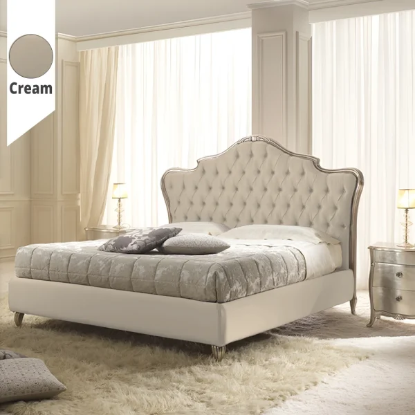 Υφασμάτινο Κρεβάτι Ύπνου Crown Cream ypnos.gr